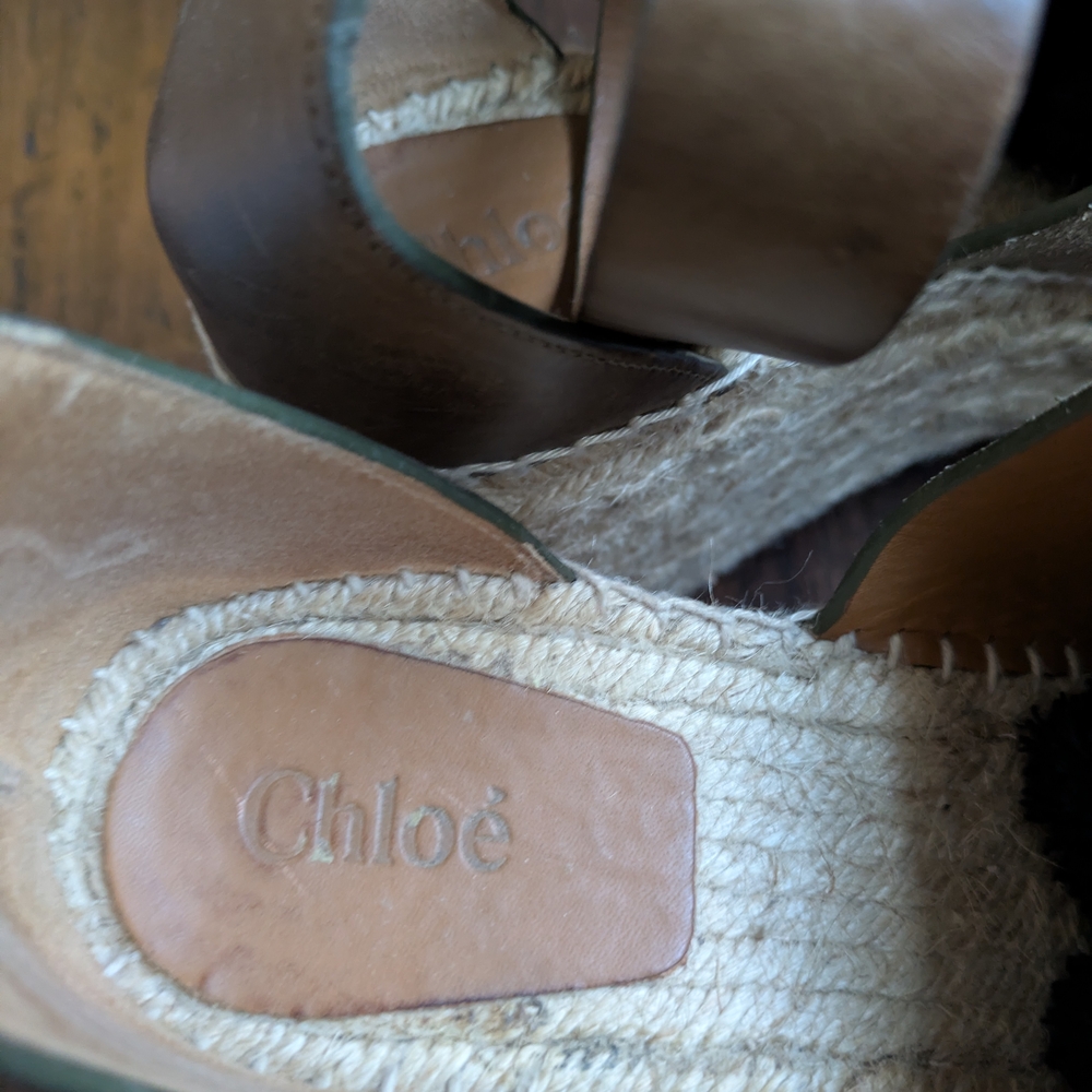 Chloé Brown Suede Espadrille Wedge Sandals with Ankle Strap - Picture 4 of 6